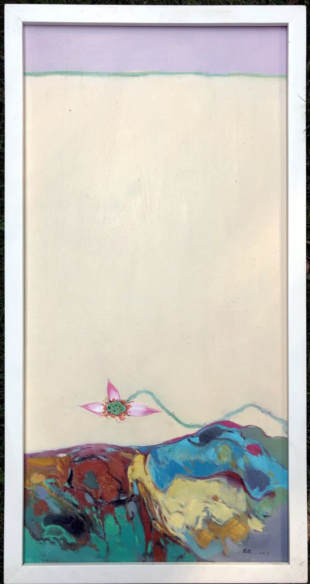 Impressionistic Botanical Oil Painting By Kunlong Wang, 16 X 31", Floral, Original Artwork