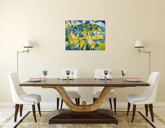 Cubism - Mountains - 3 (60x80cm, cubism, oil painting, ready to hang)