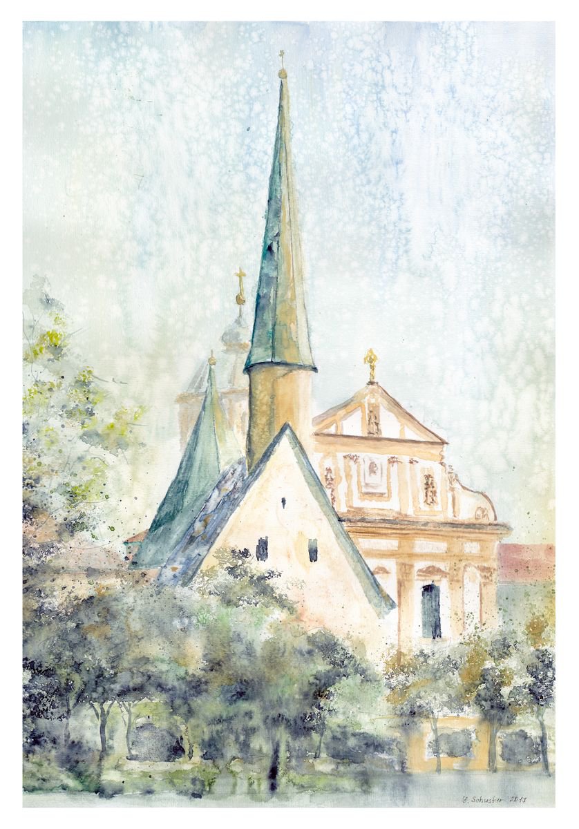 Gnadenkapelle von Alt�tting (Chapel of Grace), watercolor v2 by Yulia Schuster