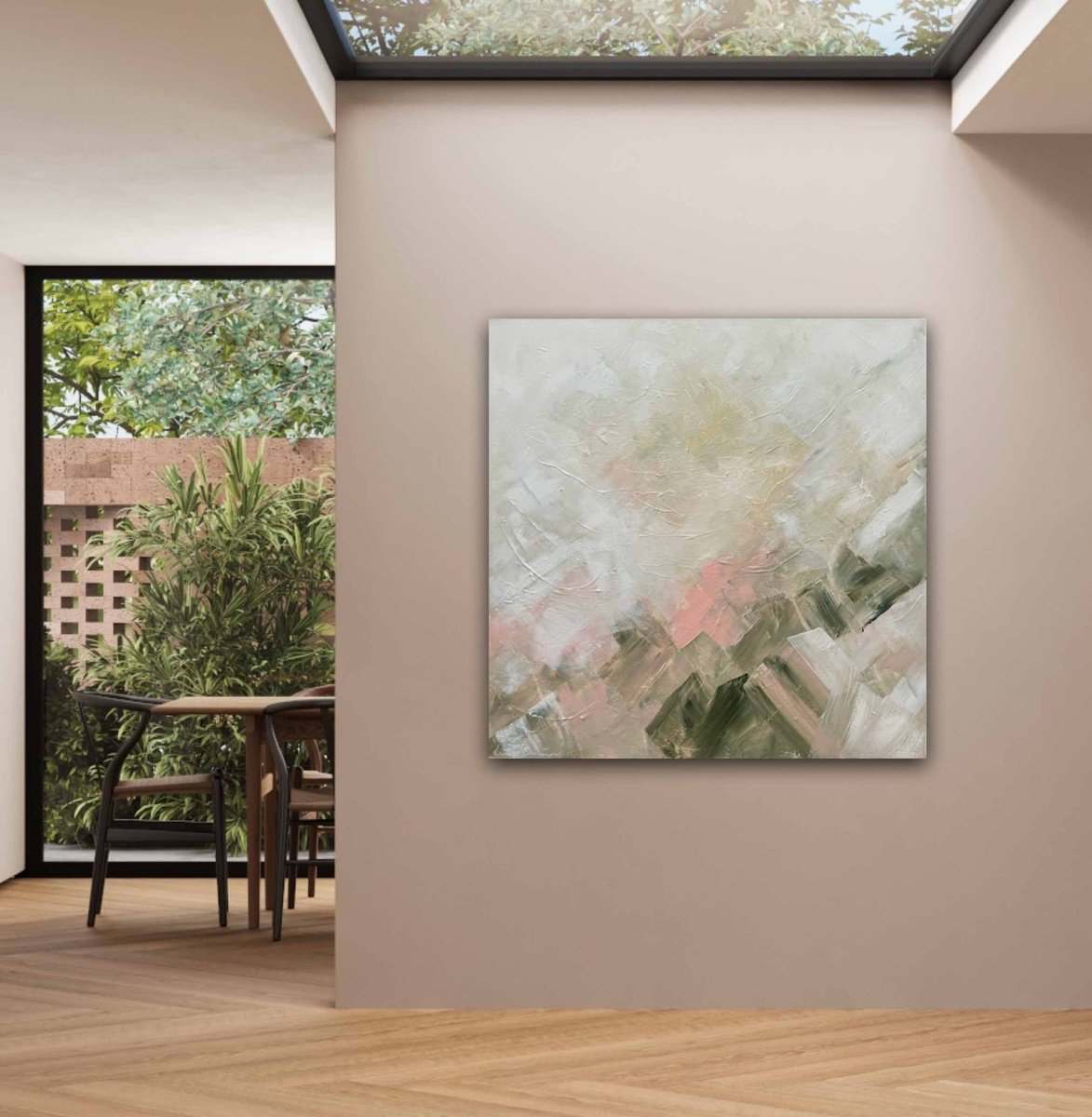 Abstract Landscape Acrylic Painting By Ivana Gigovic, 35 X 35, Soft Horizons, Original Artwork