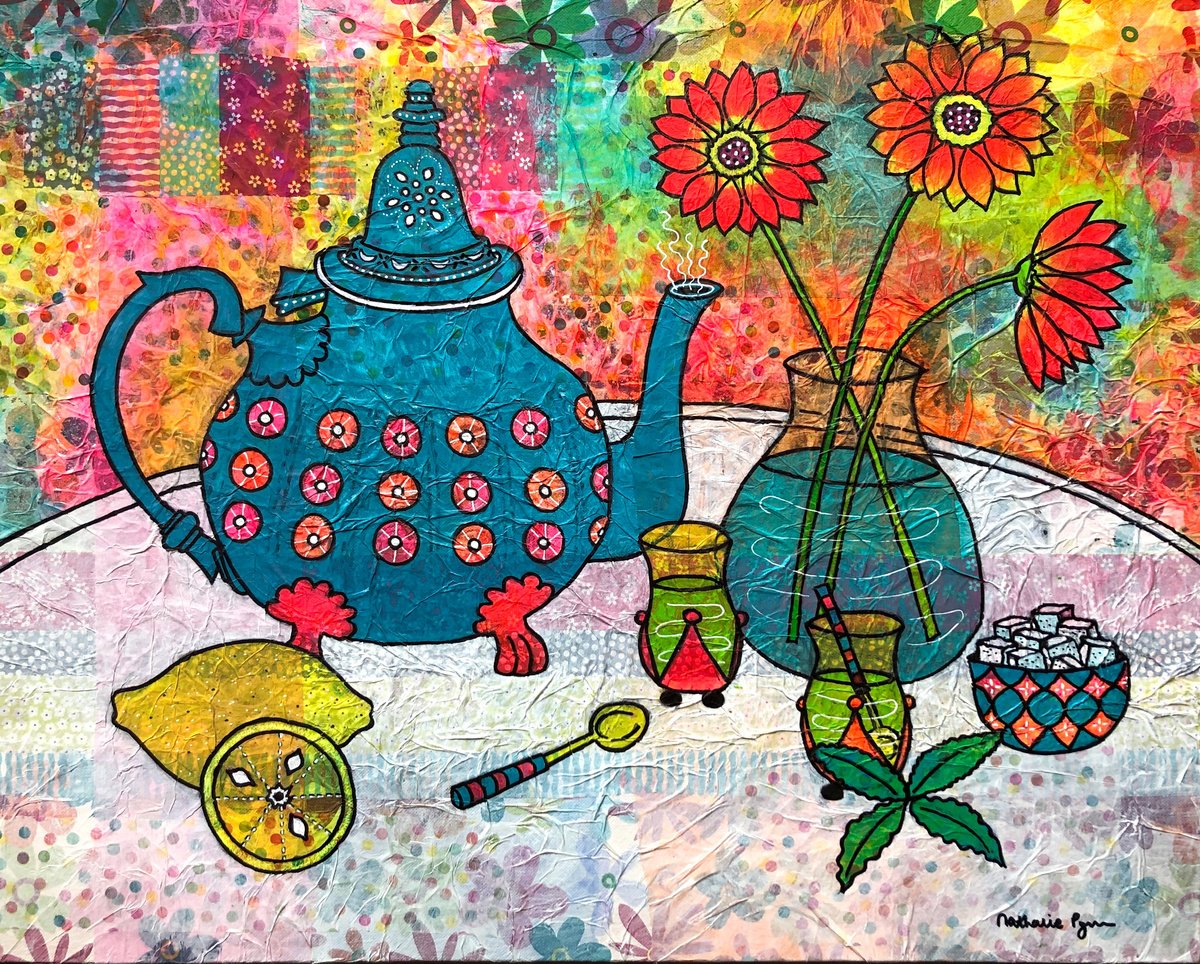 Moroccan Tea with Flowers by Nathalie Pymm Art