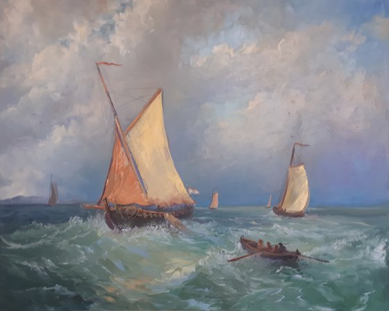 Seascape (100x80cm, oil painting, impressionistic)
