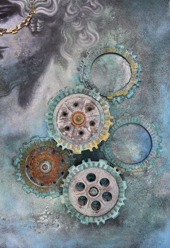 Volto composto tra la nebbia del tempo