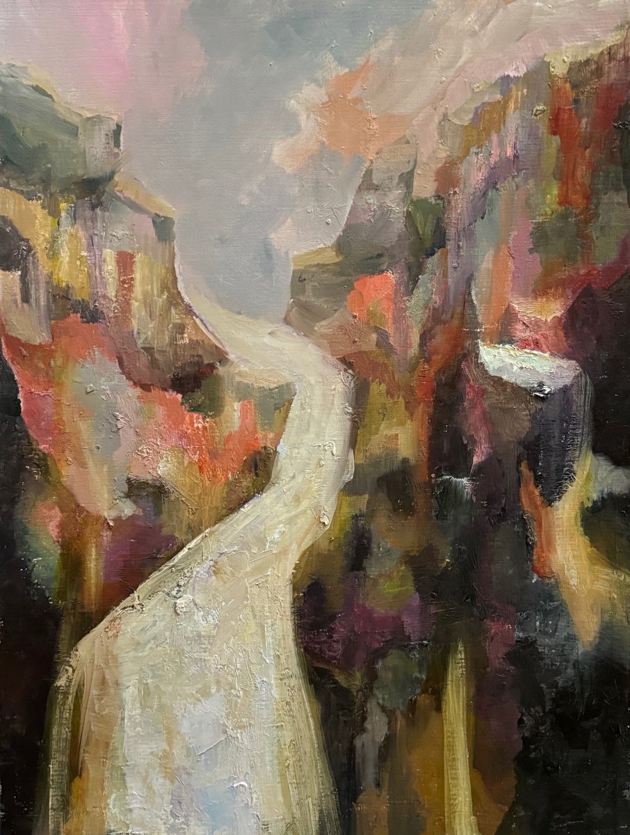 Organic Abstract Oil Painting By Lola Jovan, 16 X 22", Undulating Happiness, Original Artwork