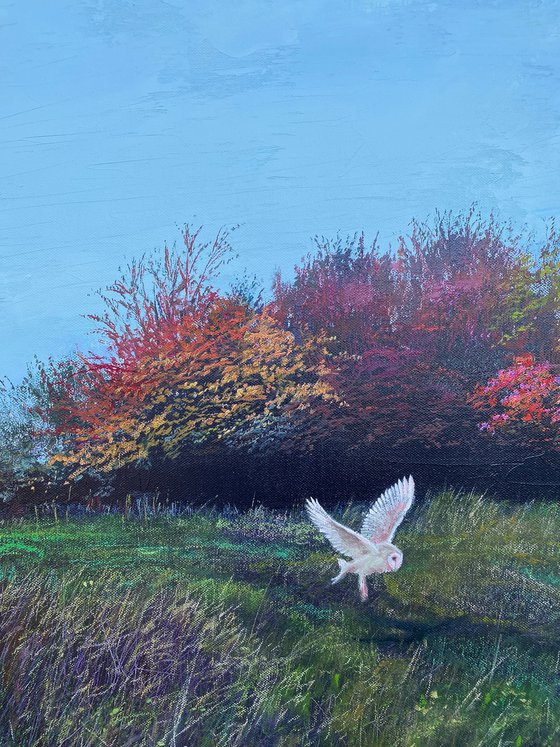 'Quartering the Autumn Meadow' Large Oil painting