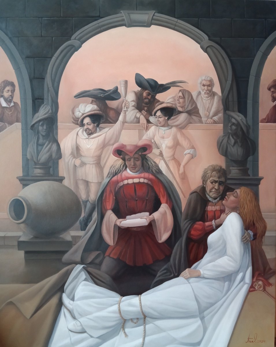 Surrealistic Portrait Oil Painting By Artush Voskanian, 31 X 39, Luciano Pavarotti - Rigoletto, Original Artwork