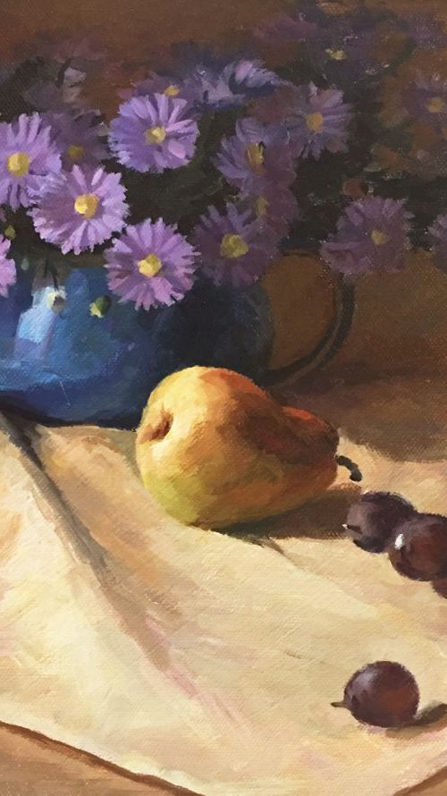 Still Life with Aster (Framed) by Ling Strube