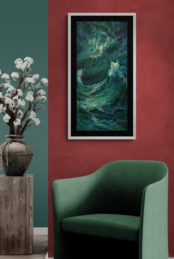 Night storm seascape