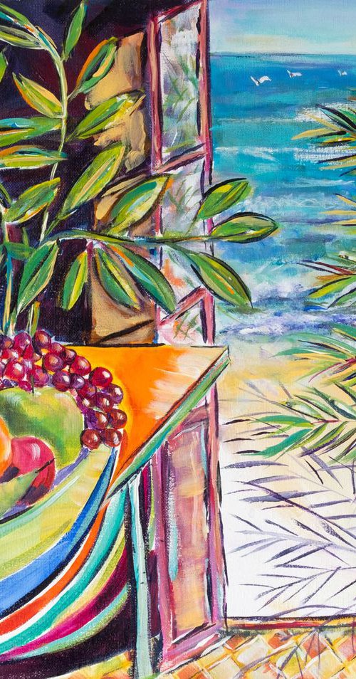 BEACH VIEW FROM A WINDOW by Diana Aungier-Rose