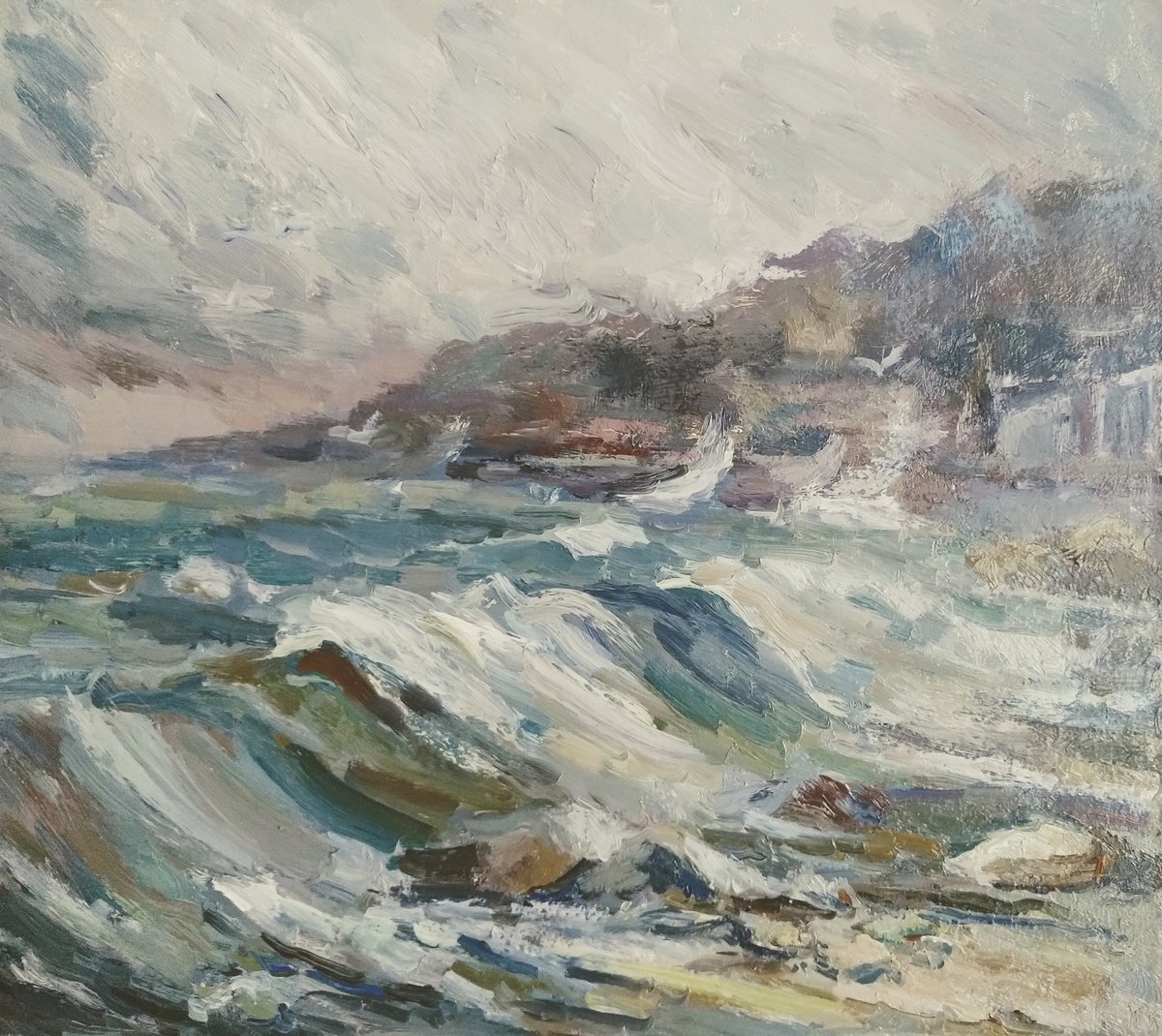 Study by the sea in Normandy. Original oil painting.