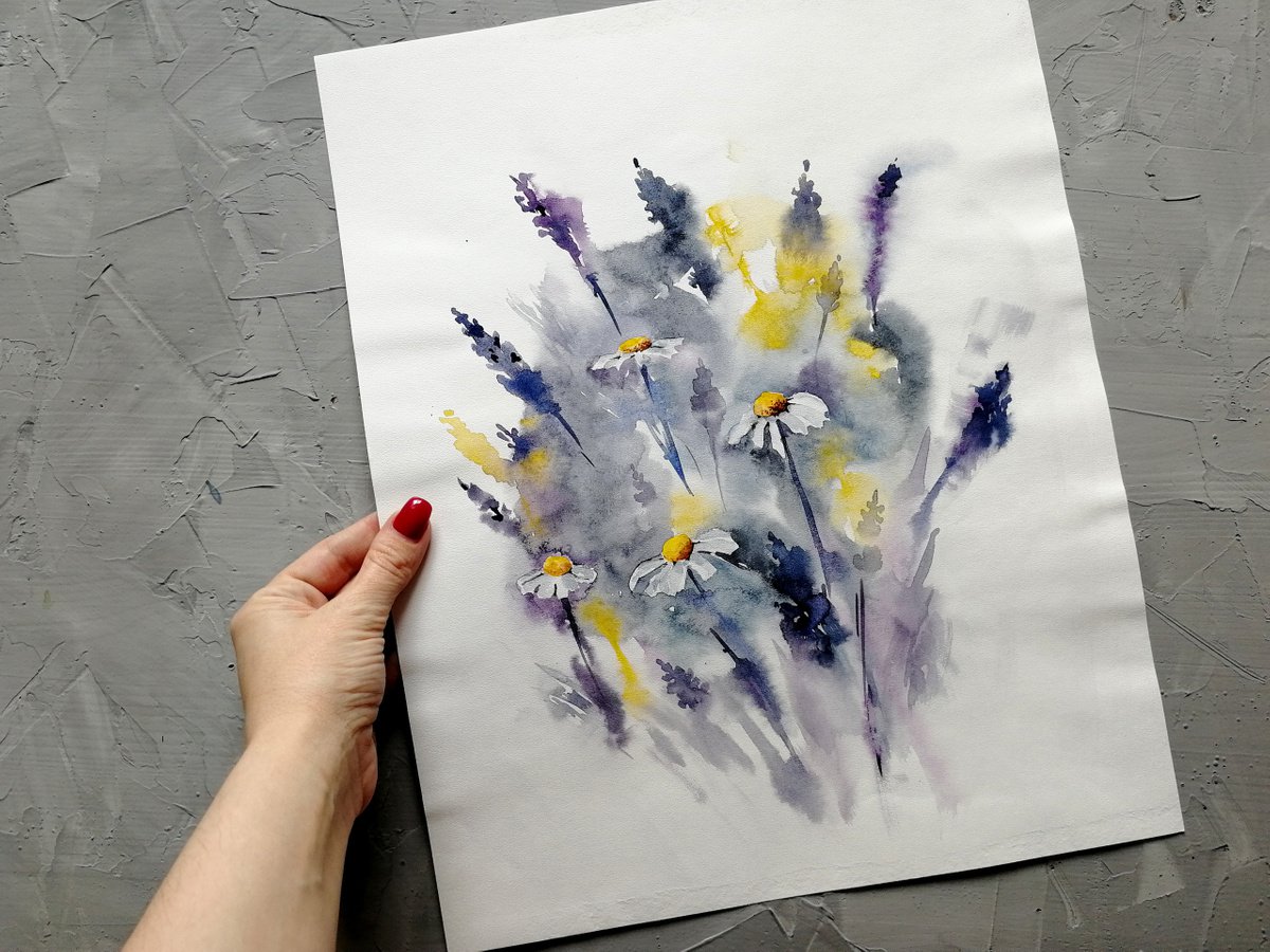 Daisy painting Wildflowers by Marina Zhukova
