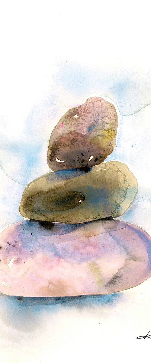 Meditation Stones 20 - Minimalist Water Media Painting by Kathy Morton Stanion by Kathy Morton Stanion