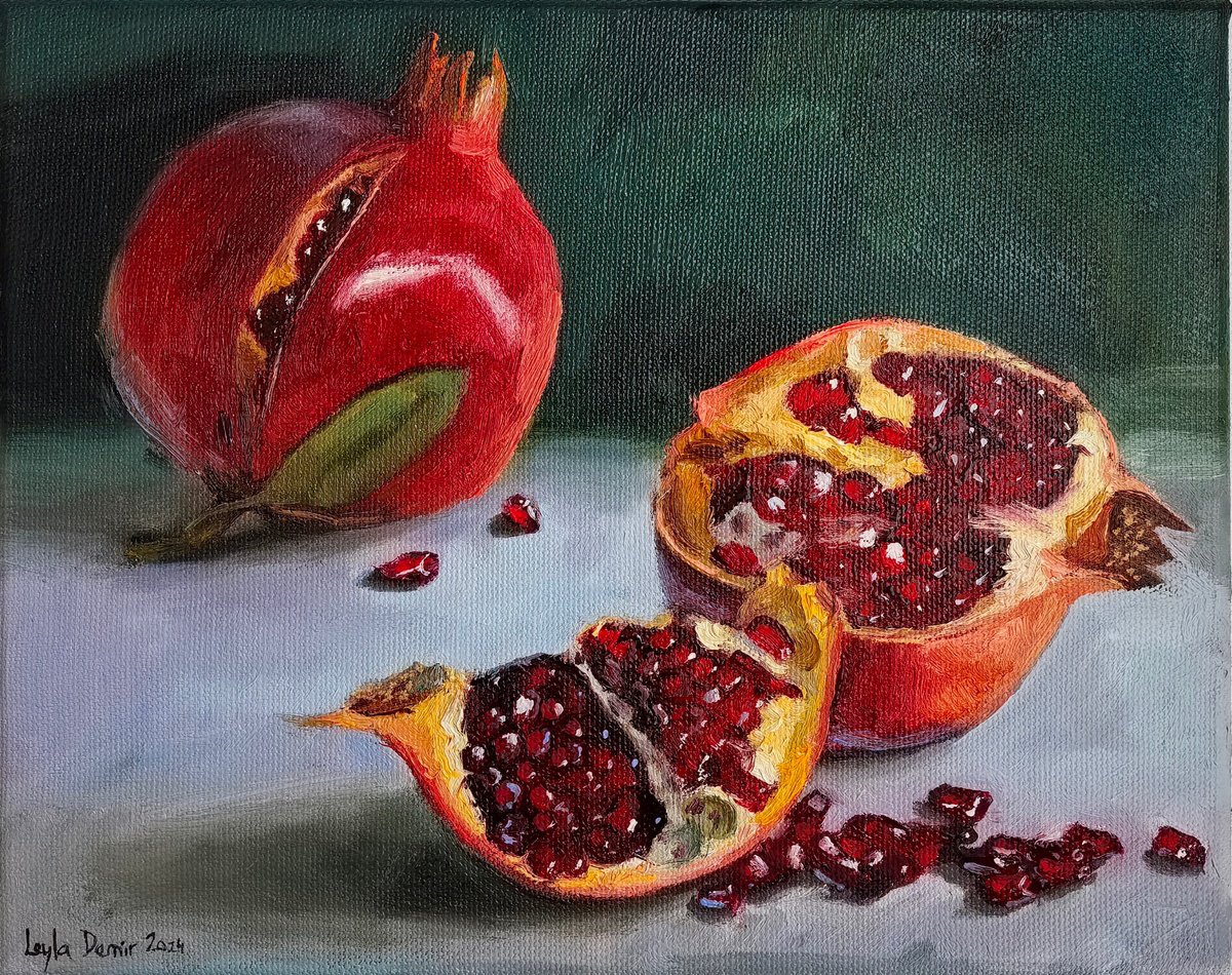 Pomegranates still life by Leyla Demir