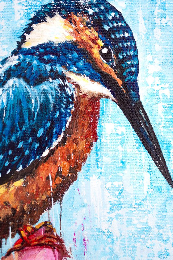 Kingfisher with water lilies