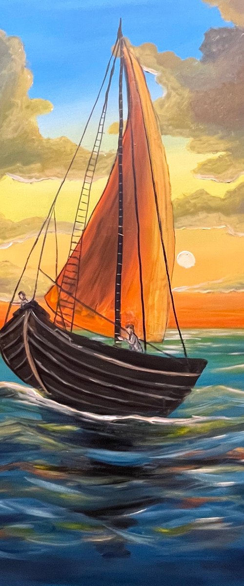 Sailing Towards The Sunset 2 by Aisha Haider