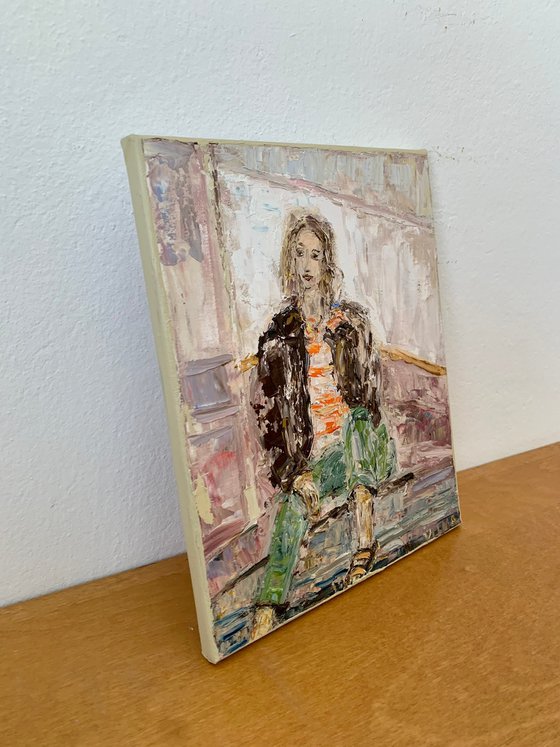 Seated young woman