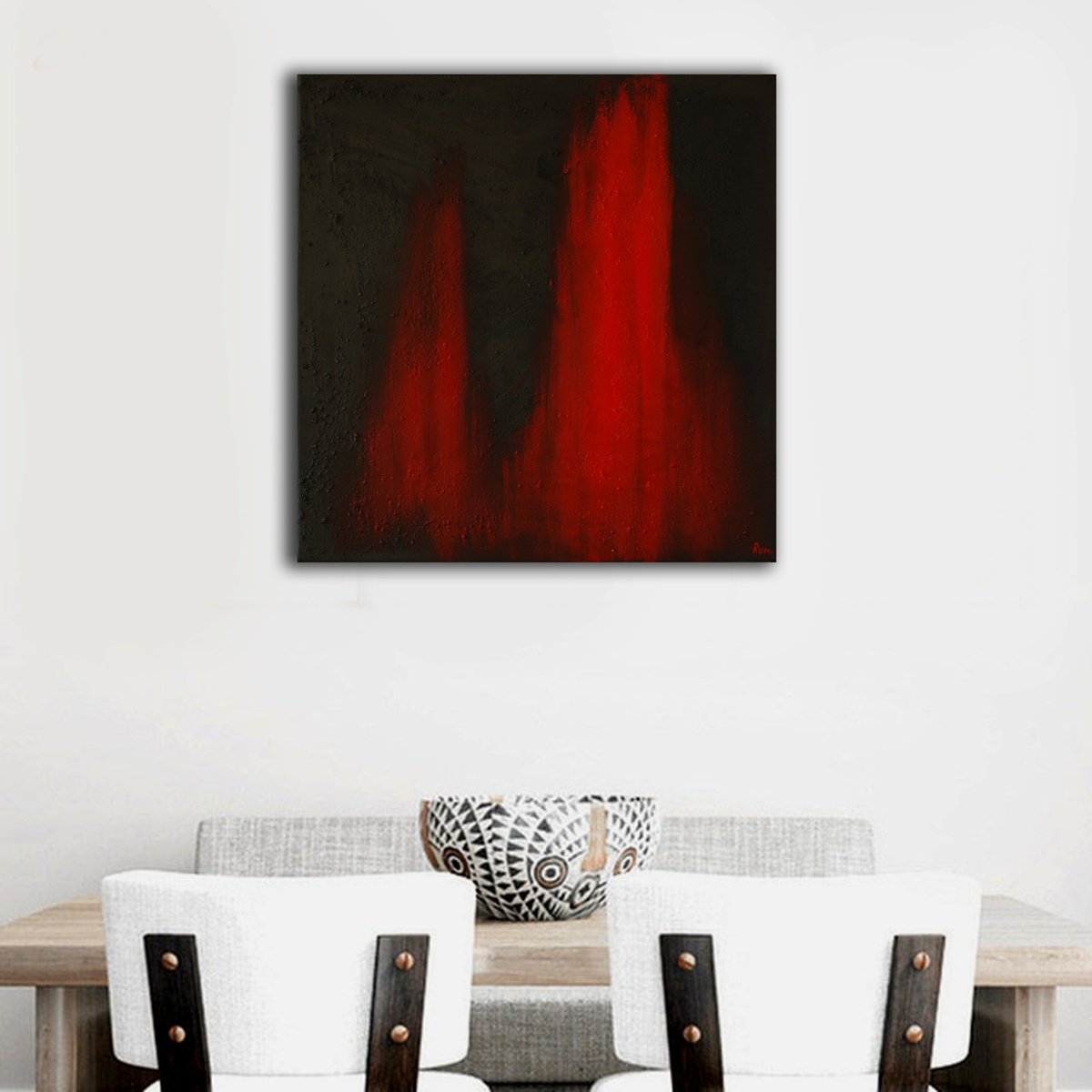 Abstract Acrylic Painting By Rumen Spasov, 23 X 24", "The Fire Within"., Original Artwork