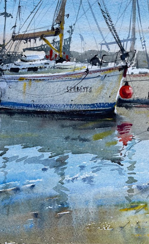 Yachts watercolor. by Samira Yanushkova