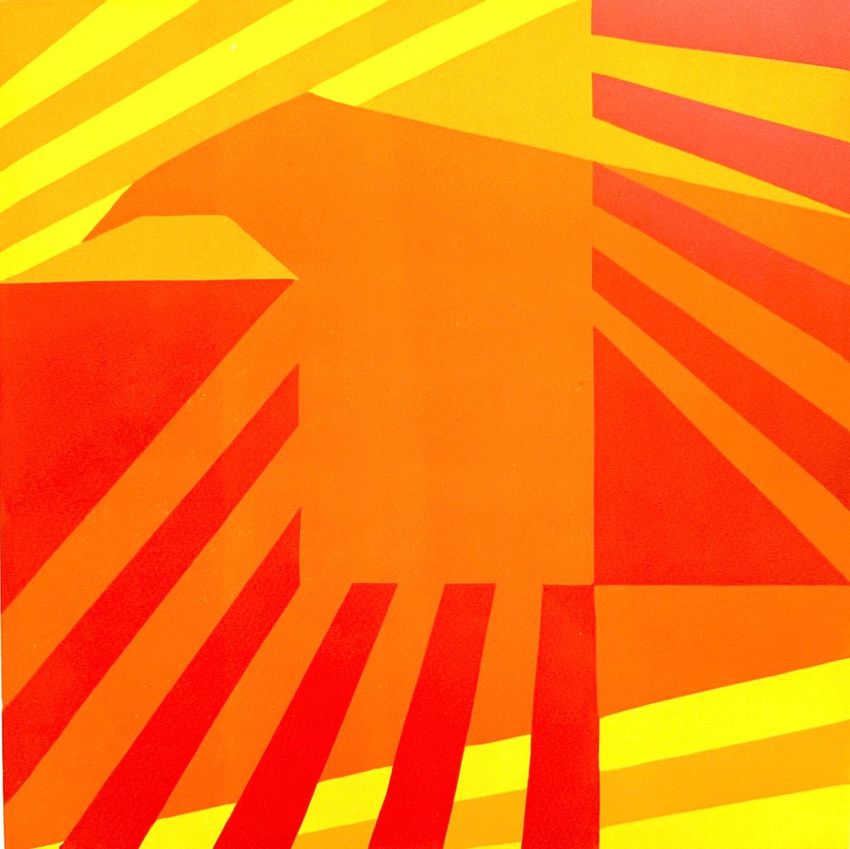 Abstract Animal Linocut By Jacqui Jones, 15 X 16, Phoenix, Original Artwork