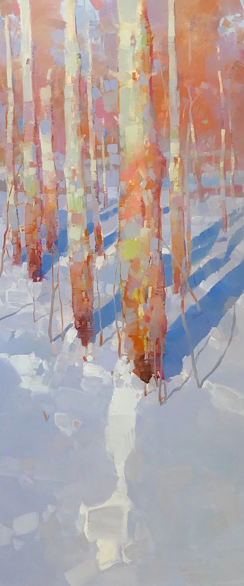 Sunny Winter, Landscape oil painting, Extra Large, Handmade artwork by Vahe Yeremyan
