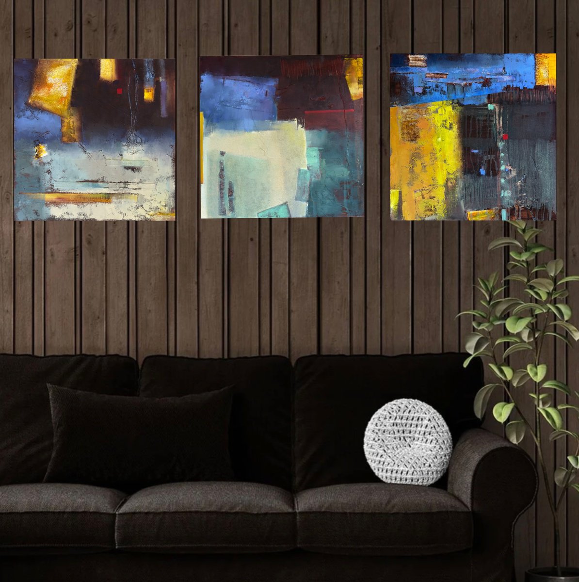 Abstract Painting By Olha Laptieva, 59 X 20", Accidental Connections, Original Artwork