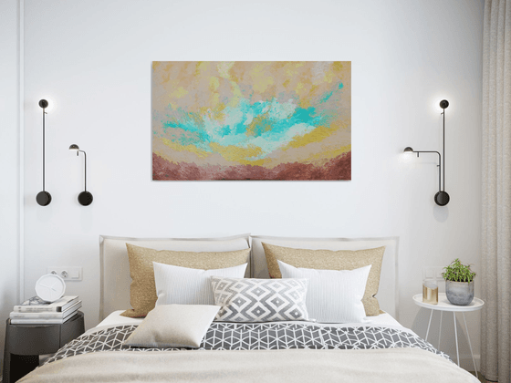 Fulfillment -  between earth and sky; large, colorful abstract; earth colors; home, office decor; gift idea