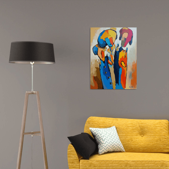 Abstract - Talking (60x80cm, oil painting, ready to hang)