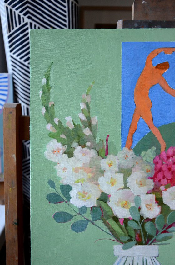 Gladioli, Matisse and the cat