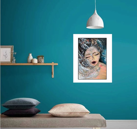 Floating on Water Acrylic Painting Realistic Water Artwork On Paper Home Decor Gift Ideas