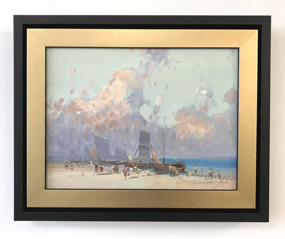 Seashore, Original oil painting  Handmade artwork One of a kind
