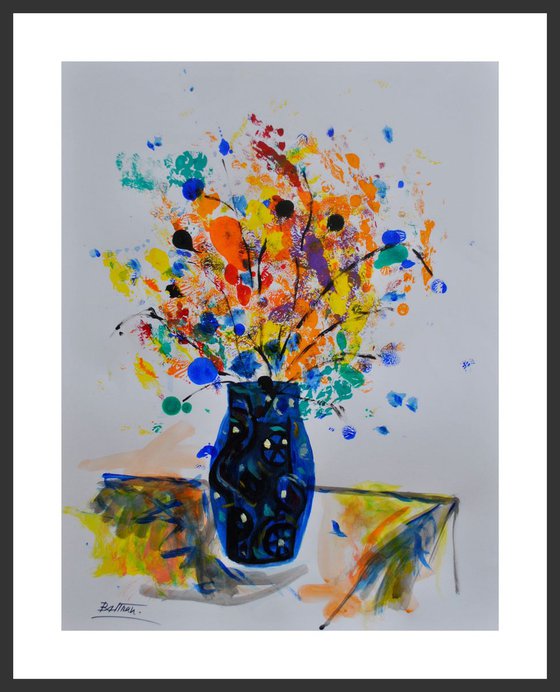 Le vase vallauris bleu / 19,68x25,59 in / 50x65cm / 2018