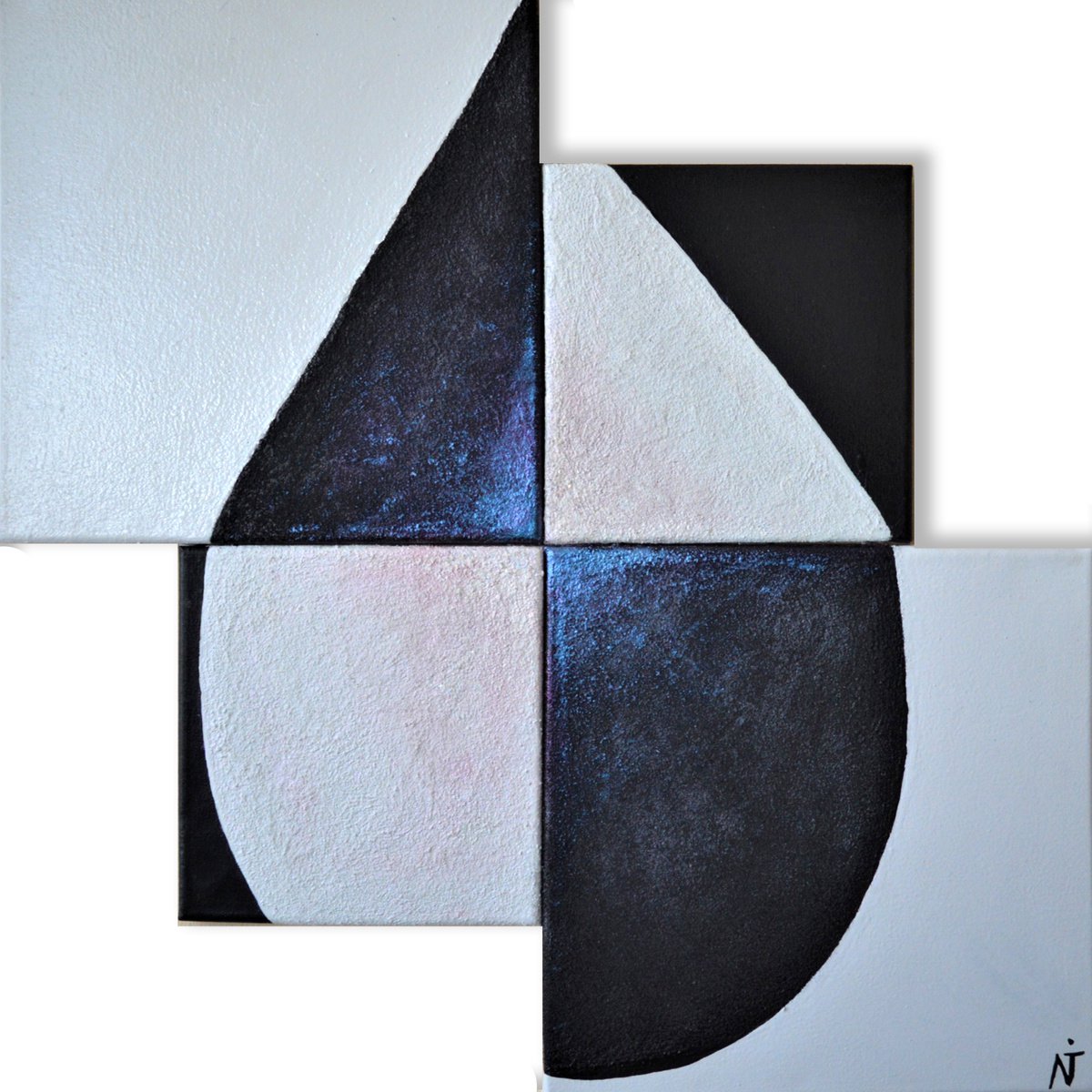 Typographic Abstract Acrylic Painting By Nikoleta Ivanova, 24 X 24", - Stalemate - ?, Original Artwork