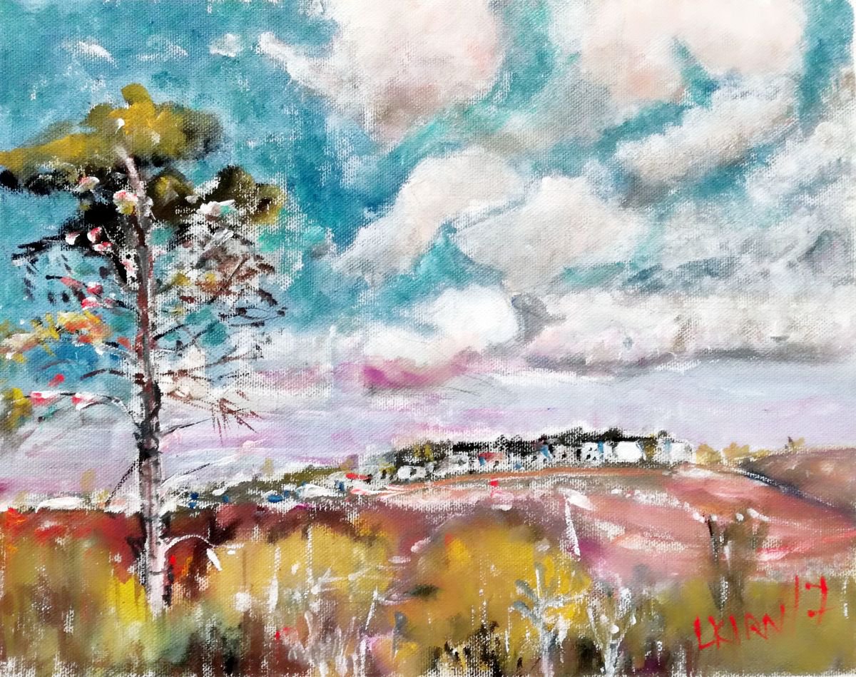 Impressionistic Landscape Painting By Leonid Kirnus, 13 X 10", The Sky, Original Artwork