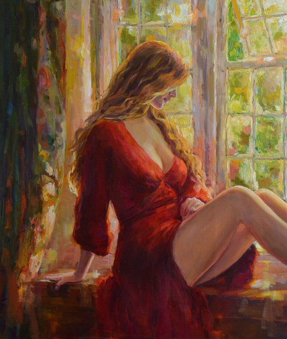 At the window, summer