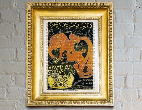 Vienna Secession - Fifth Exhibition Poster - Collage Art Print on Large Real English Dictionary Vintage Book Page