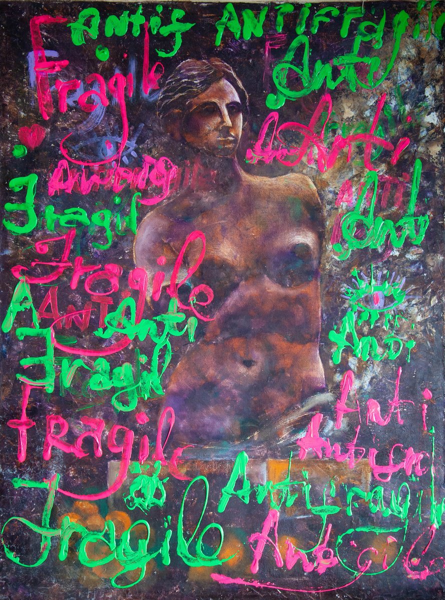 Urban And Pop Portrait Oil Painting By Dasha Pogodina, 24 X 31, Antifragile, Original Artwork