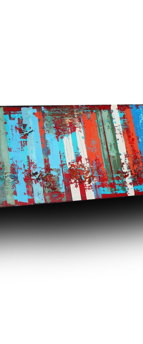 THE OLD FENCE - ABSTRACT ACRYLIC PAINTING TEXTURED * READY TO HANG by Inez Froehlich