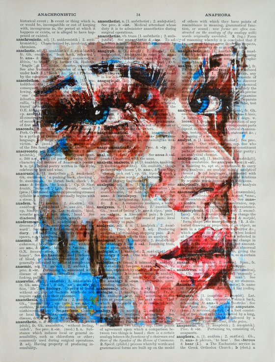Anxiety - Collage Art on Large Real English Dictionary Vintage Book Page