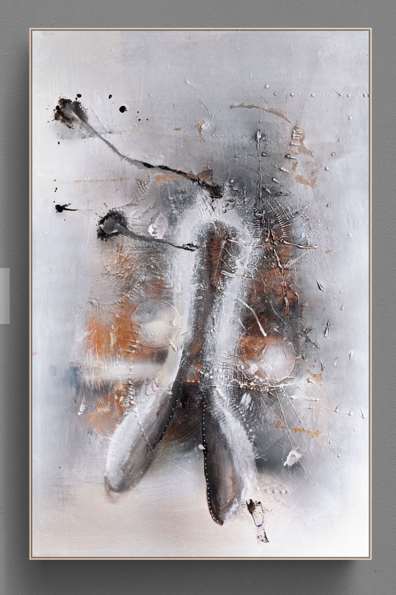 Organic Abstract Painting By Adriano Ribeiro, 31 X 47, Private Dancer, Original Artwork