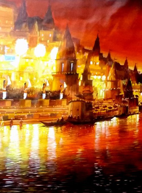 Ganga Arati at Varanasi Ghats by Samiran Sarkar