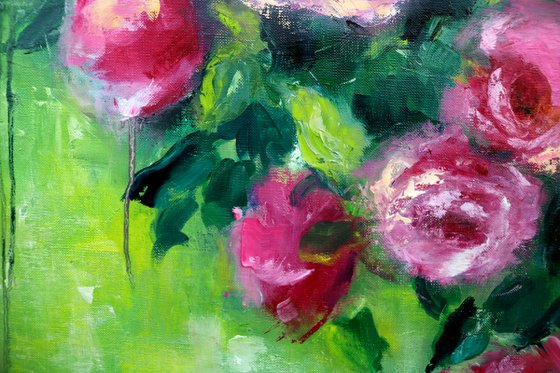 Roses painting on canvas Abstract floral