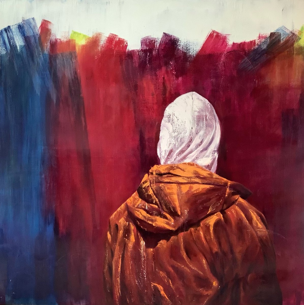 Expressive Portrait Oil Painting By Conny Roels, 63 X 63, 4-Leaved Clover, Original Artwork