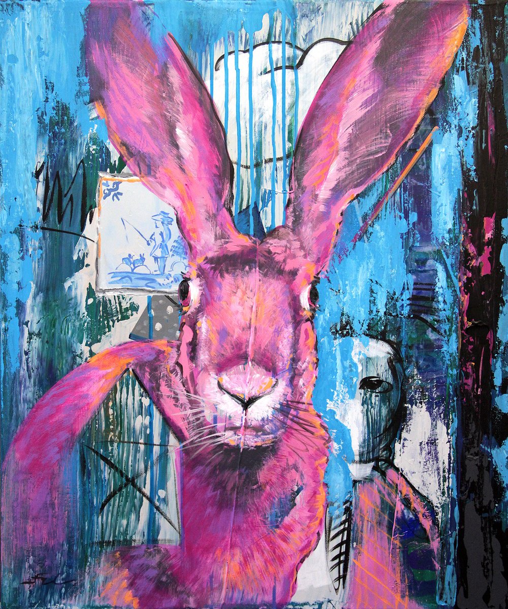 PINK BUNNY | ORIGINAL GICLi?E PRINT ON CANVAS by Uwe Fehrmann