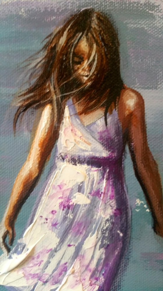 "Summer breeze" 24x30x2cm Original oil painting on canvas,ready to hang