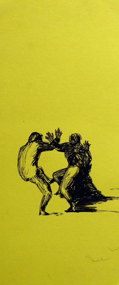 Sketch on yellow paper, 16x34 cm ES4 by Frederic Belaubre