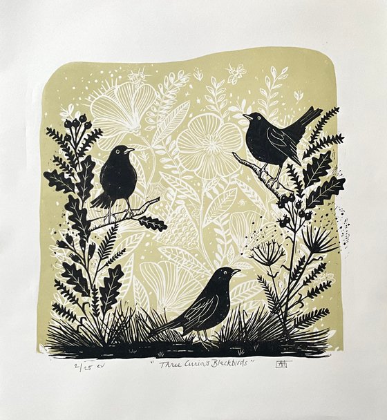 Three Curious Blackbirds