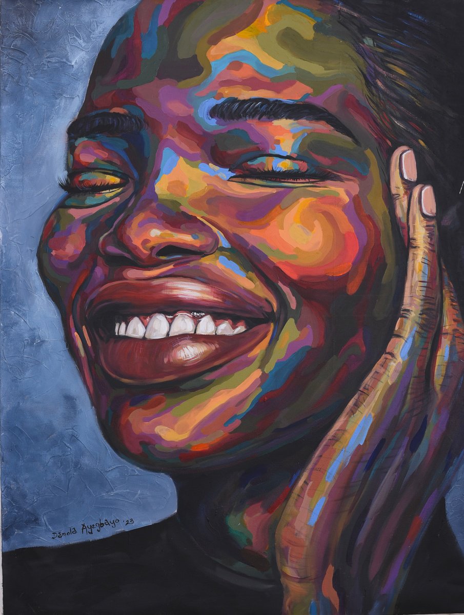 Expressive Portrait Acrylic Painting By Damola Ayegbayo, 36 X 48, My Peregrinations 4, Original Artwork
