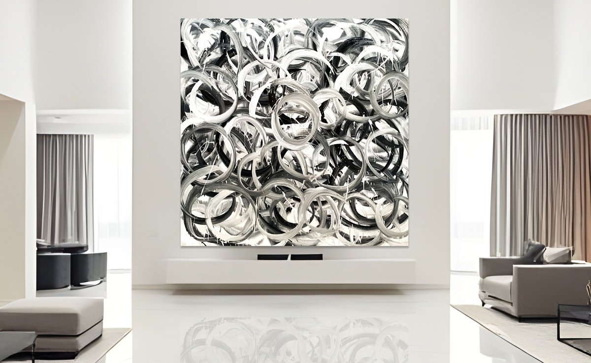 Organic Abstract Acrylic Painting By Estelle Asmodelle, 66 X 66, Untitled 89, Original Artwork