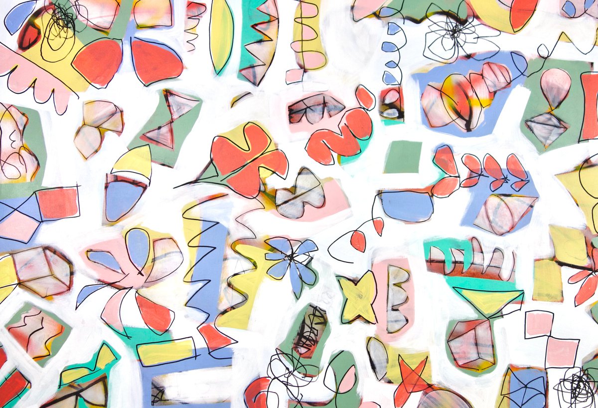 Abstract Acrylic Painting By Michelle Louis, 50 X 34", Good Natured, Original Artwork