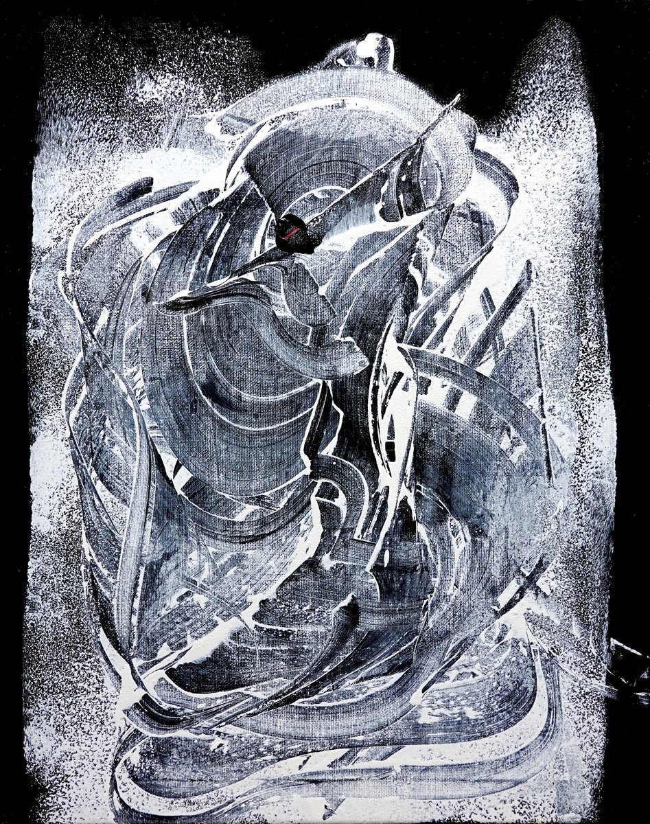 Expressive Abstract Acrylic Painting By Newel Hunter, 16 X 20", Messiah Complex, Original Artwork